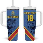 Custom DR Congo Football Tumbler With Handle Leopard Pride Heritage Edition