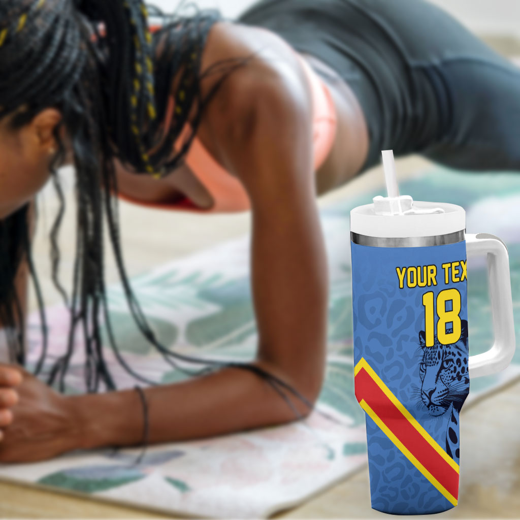 Custom DR Congo Football Tumbler With Handle Leopard Pride Heritage Edition