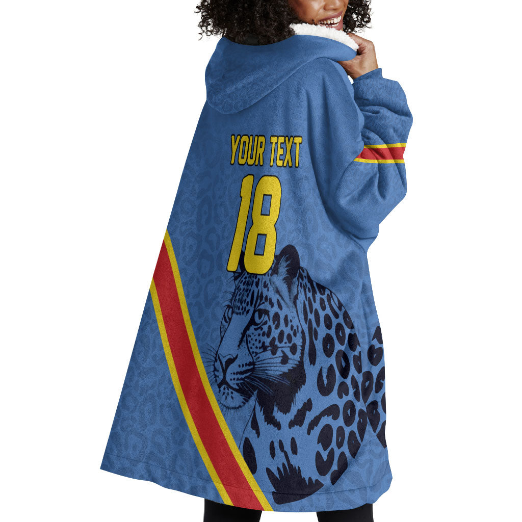 Custom DR Congo Football Wearable Blanket Hoodie Leopard Pride Heritage Edition