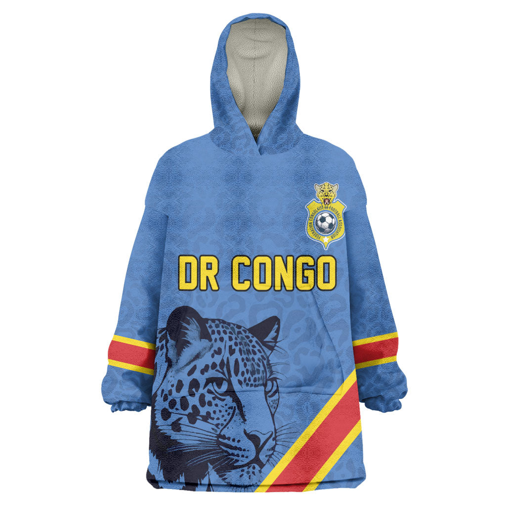 Custom DR Congo Football Wearable Blanket Hoodie Leopard Pride Heritage Edition