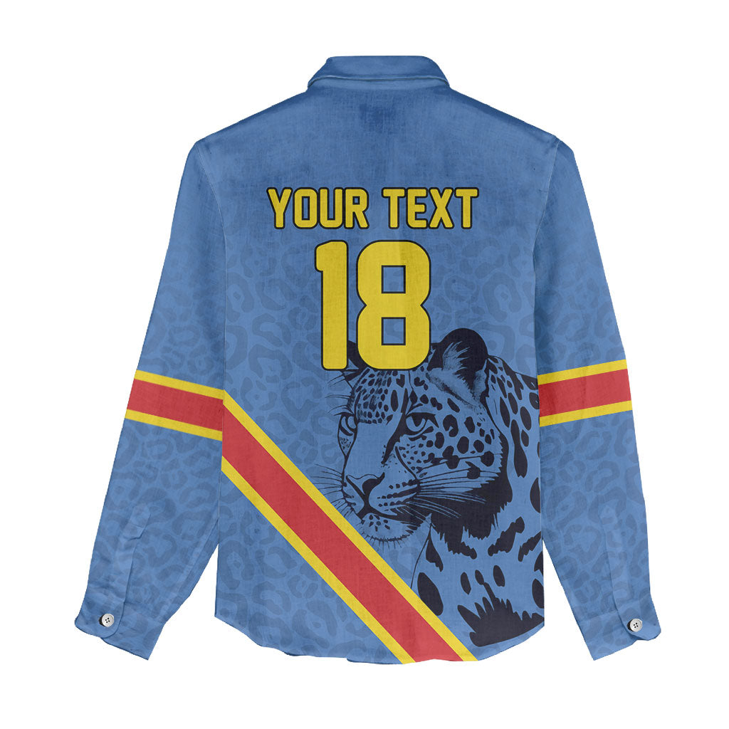 Custom DR Congo Football Women Casual Shirt Leopard Pride Heritage Edition