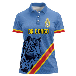 Custom DR Congo Football Women Polo Shirt Leopard Pride Heritage Edition