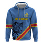Custom DR Congo Football Zip Hoodie Leopard Pride Heritage Edition