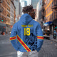Custom DR Congo Football Zip Hoodie Leopard Pride Heritage Edition