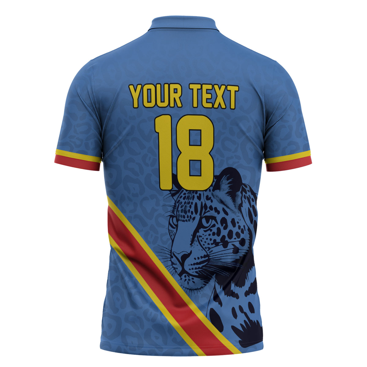 Custom DR Congo Football Zipper Polo Shirt Leopard Pride Heritage Edition