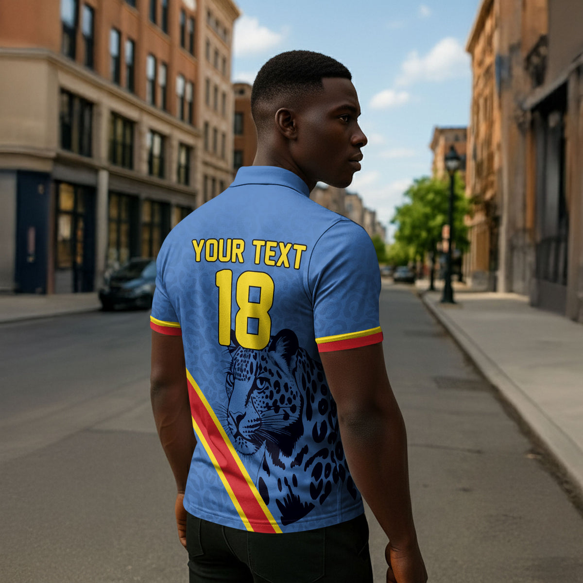 Custom DR Congo Football Zipper Polo Shirt Leopard Pride Heritage Edition