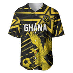Custom Ghana Football Baseball Jersey Golden Black Star Eagle Heritage