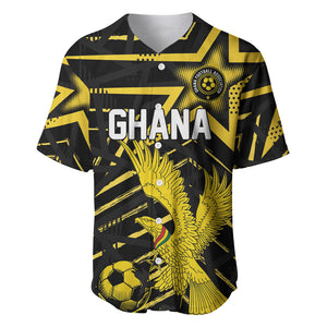 Custom Ghana Football Baseball Jersey Golden Black Star Eagle Heritage