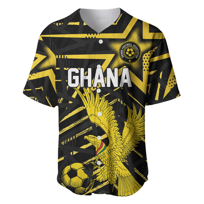 Custom Ghana Football Baseball Jersey Golden Black Star Eagle Heritage