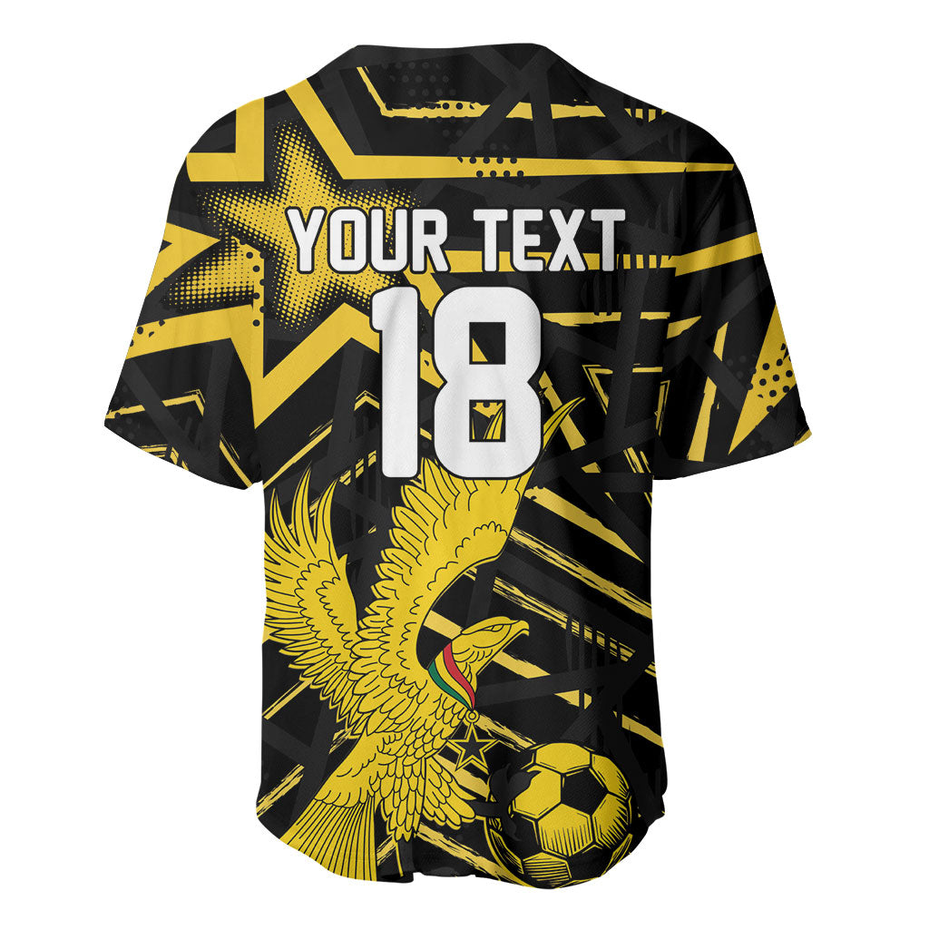 Custom Ghana Football Baseball Jersey Golden Black Star Eagle Heritage