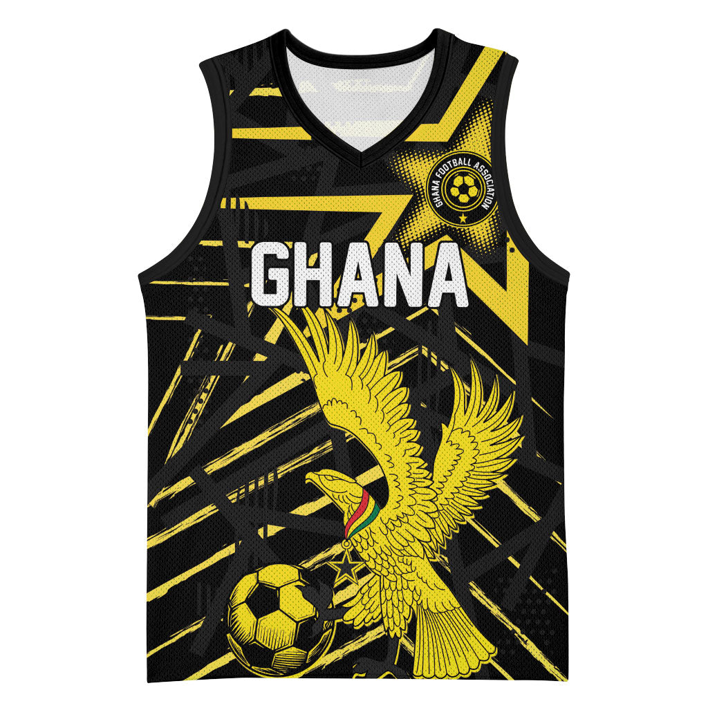 Custom Ghana Football Basketball Jersey Golden Black Star Eagle Heritage