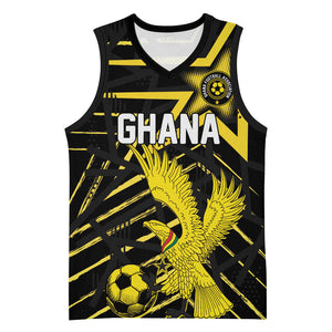 Custom Ghana Football Basketball Jersey Golden Black Star Eagle Heritage