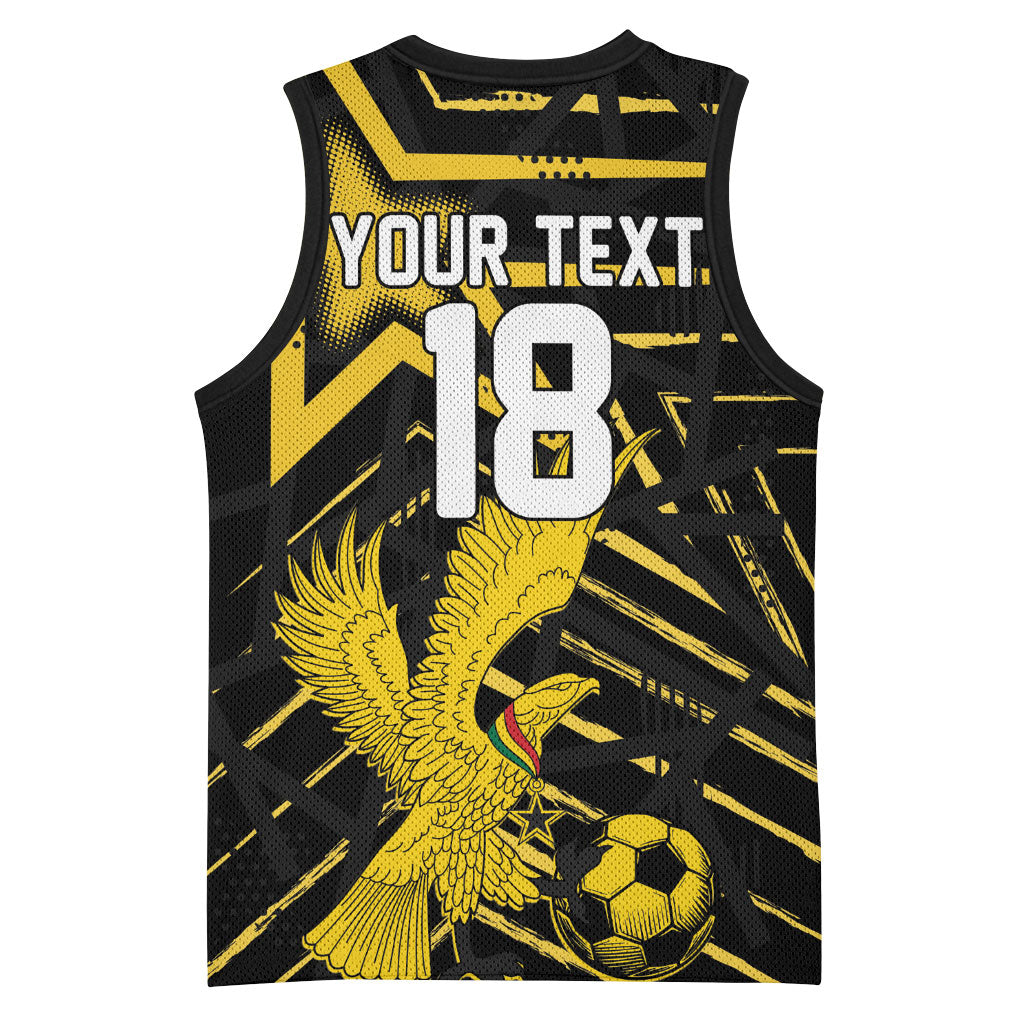 Custom Ghana Football Basketball Jersey Golden Black Star Eagle Heritage