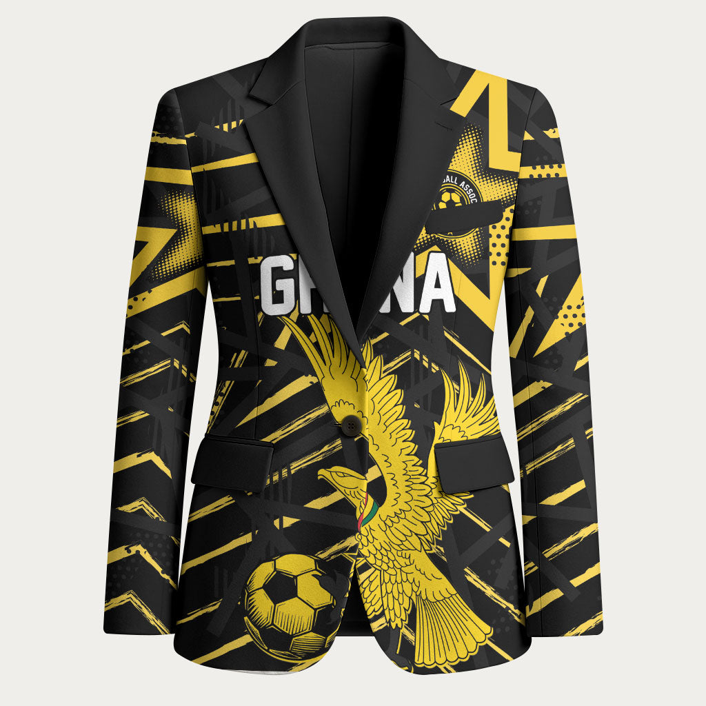 Custom Ghana Football Blazer Golden Black Star Eagle Heritage