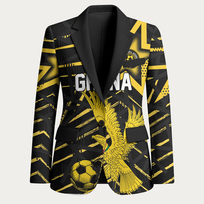 Custom Ghana Football Blazer Golden Black Star Eagle Heritage