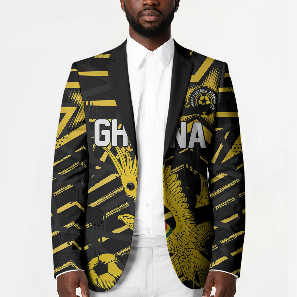 Custom Ghana Football Blazer Golden Black Star Eagle Heritage