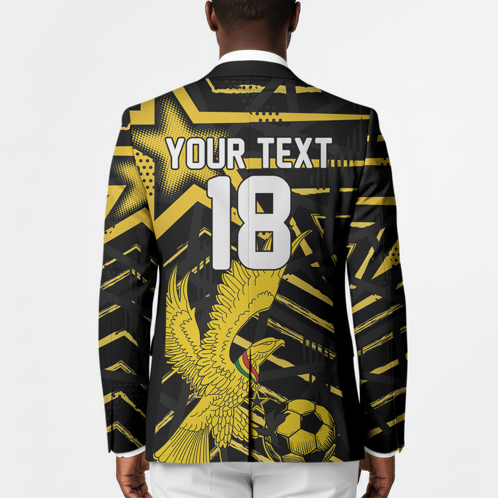 Custom Ghana Football Blazer Golden Black Star Eagle Heritage