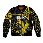 Custom Ghana Football Bomber Jacket Golden Black Star Eagle Heritage
