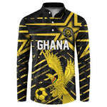 Custom Ghana Football Button Sweatshirt Golden Black Star Eagle Heritage