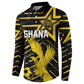 Custom Ghana Football Button Sweatshirt Golden Black Star Eagle Heritage
