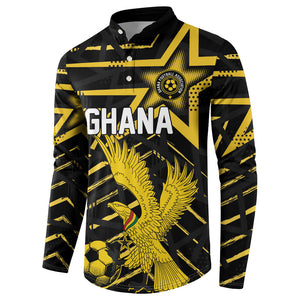 Custom Ghana Football Button Sweatshirt Golden Black Star Eagle Heritage