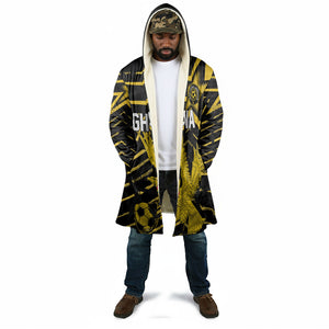 Custom Ghana Football Cloak Golden Black Star Eagle Heritage