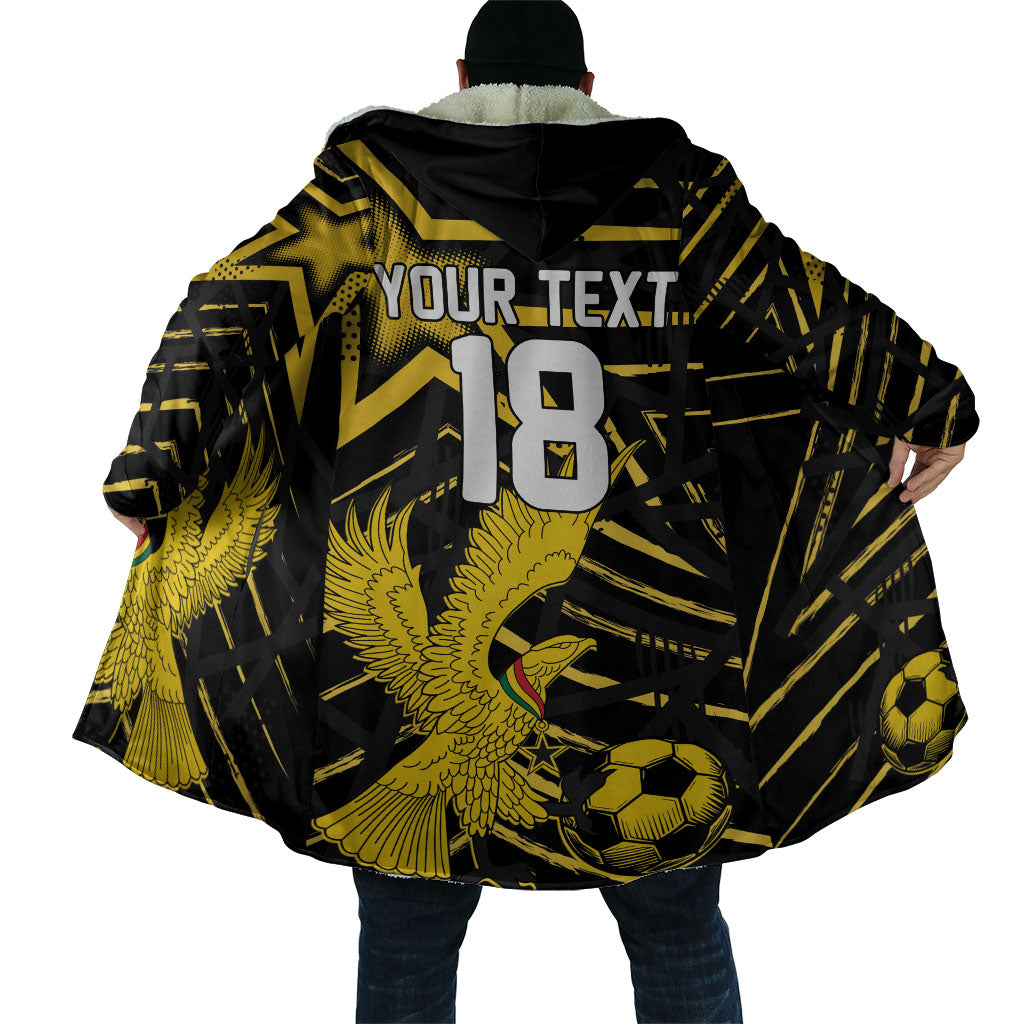 Custom Ghana Football Cloak Golden Black Star Eagle Heritage