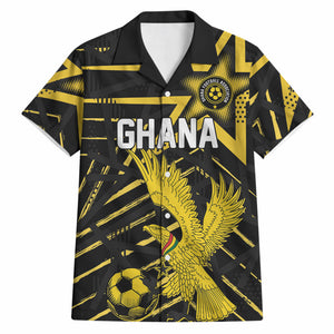 Custom Ghana Football Hawaiian Shirt Golden Black Star Eagle Heritage
