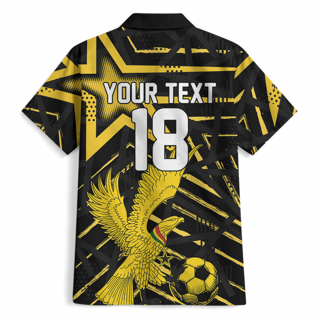 Custom Ghana Football Hawaiian Shirt Golden Black Star Eagle Heritage