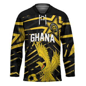 Custom Ghana Football Hockey Jersey Golden Black Star Eagle Heritage