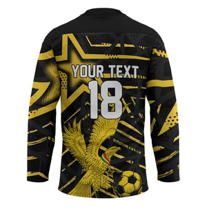 Custom Ghana Football Hockey Jersey Golden Black Star Eagle Heritage