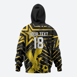 Custom Ghana Football Hoodie Golden Black Star Eagle Heritage