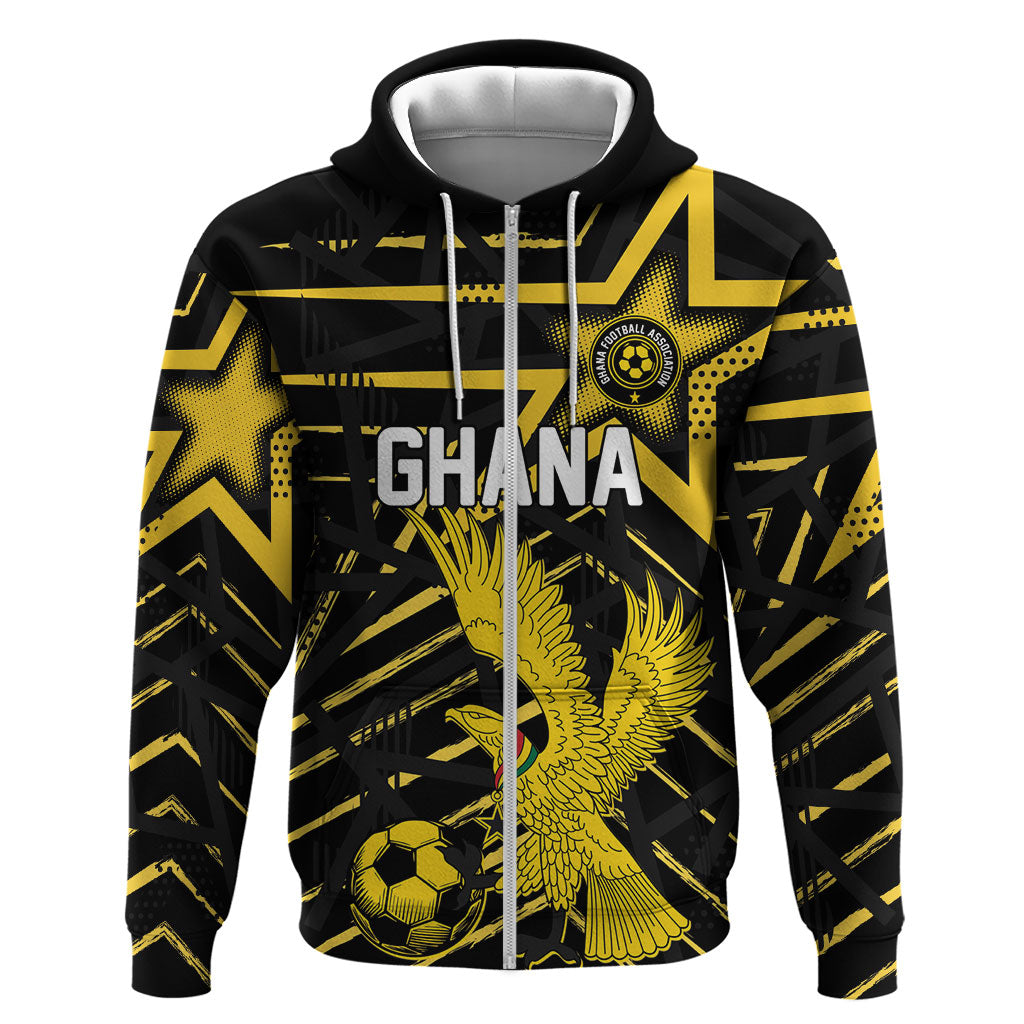Custom Ghana Football Hoodie Golden Black Star Eagle Heritage