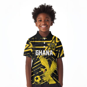 Custom Ghana Football Kid Polo Shirt Golden Black Star Eagle Heritage