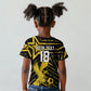 Custom Ghana Football Kid T shirt Golden Black Star Eagle Heritage
