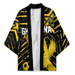 Custom Ghana Football Kimono Golden Black Star Eagle Heritage