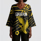 Custom Ghana Football Kimono Sleeve Blouse Golden Black Star Eagle Heritage