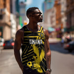 Custom Ghana Football Men Tank Top Golden Black Star Eagle Heritage