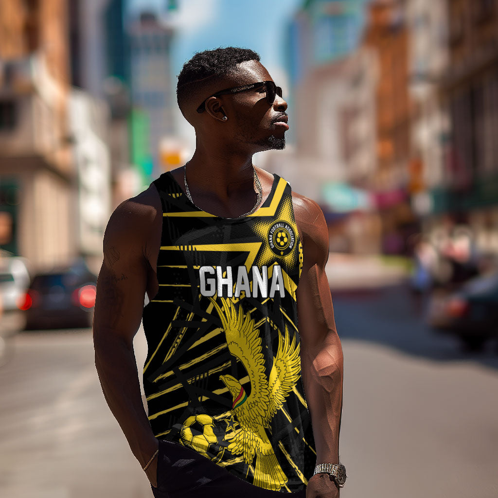 Custom Ghana Football Men Tank Top Golden Black Star Eagle Heritage