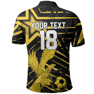 Custom Ghana Football Polo Shirt Golden Black Star Eagle Heritage