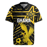 Custom Ghana Football Rugby Jersey Golden Black Star Eagle Heritage