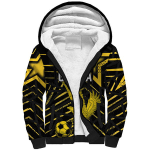 Custom Ghana Football Sherpa Hoodie Golden Black Star Eagle Heritage