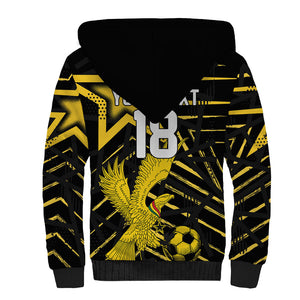 Custom Ghana Football Sherpa Hoodie Golden Black Star Eagle Heritage