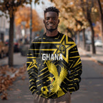 Custom Ghana Football Sweatshirt Golden Black Star Eagle Heritage