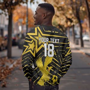 Custom Ghana Football Sweatshirt Golden Black Star Eagle Heritage