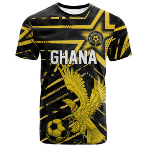Custom Ghana Football T shirt Golden Black Star Eagle Heritage