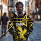 Custom Ghana Football Zip Hoodie Golden Black Star Eagle Heritage