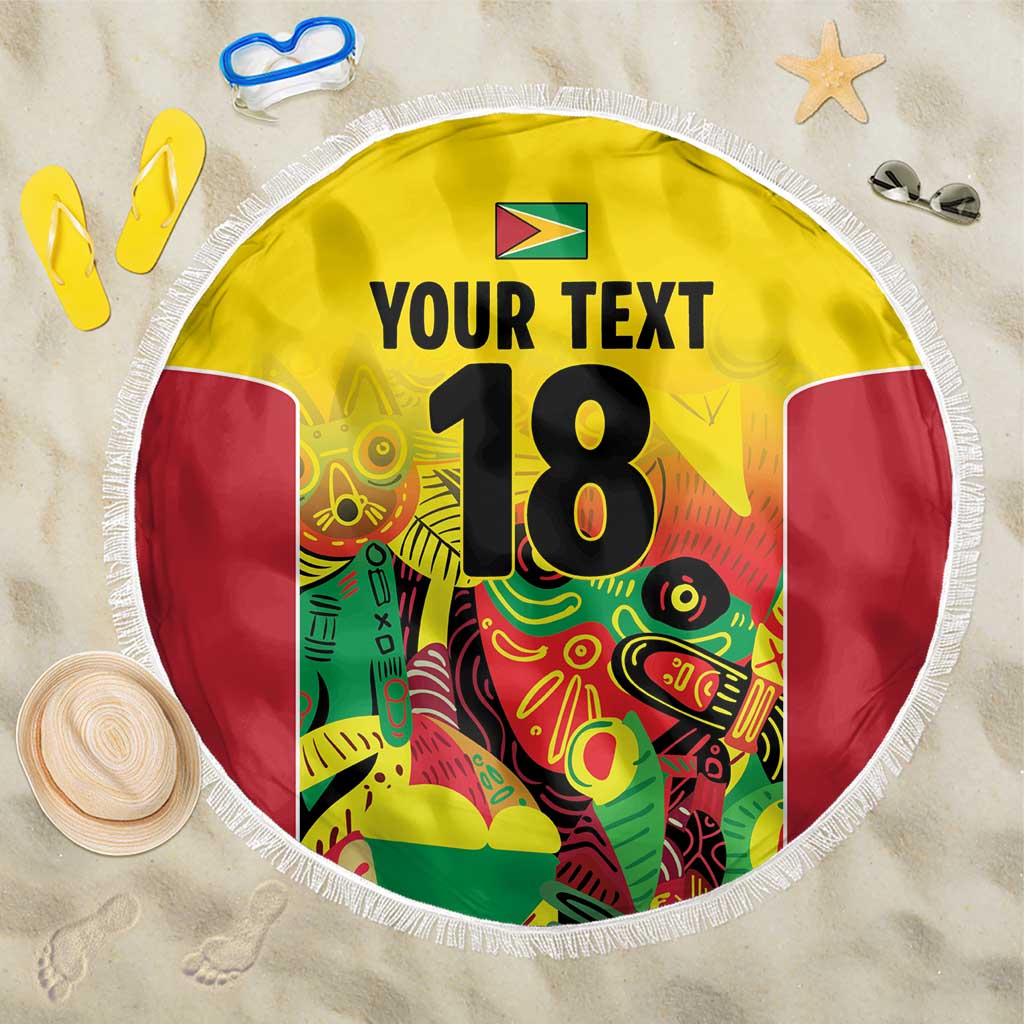 Custom Guyana Football Pride Beach Blanket Golden Jaguars Go Champion - Yellow - African Pride