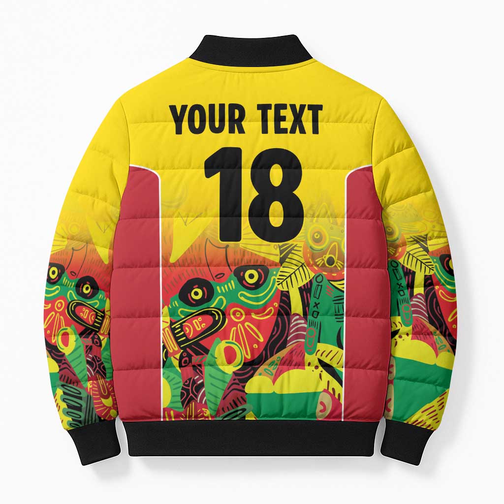 Custom Guyana Football Pride Bomber Puffer Jacket Golden Jaguars Go Champion - Yellow
