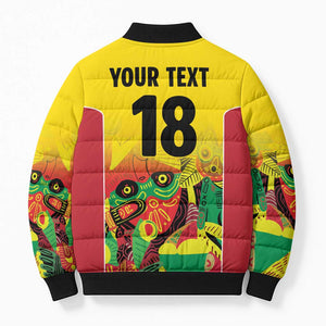 Custom Guyana Football Pride Bomber Puffer Jacket Golden Jaguars Go Champion - Yellow
